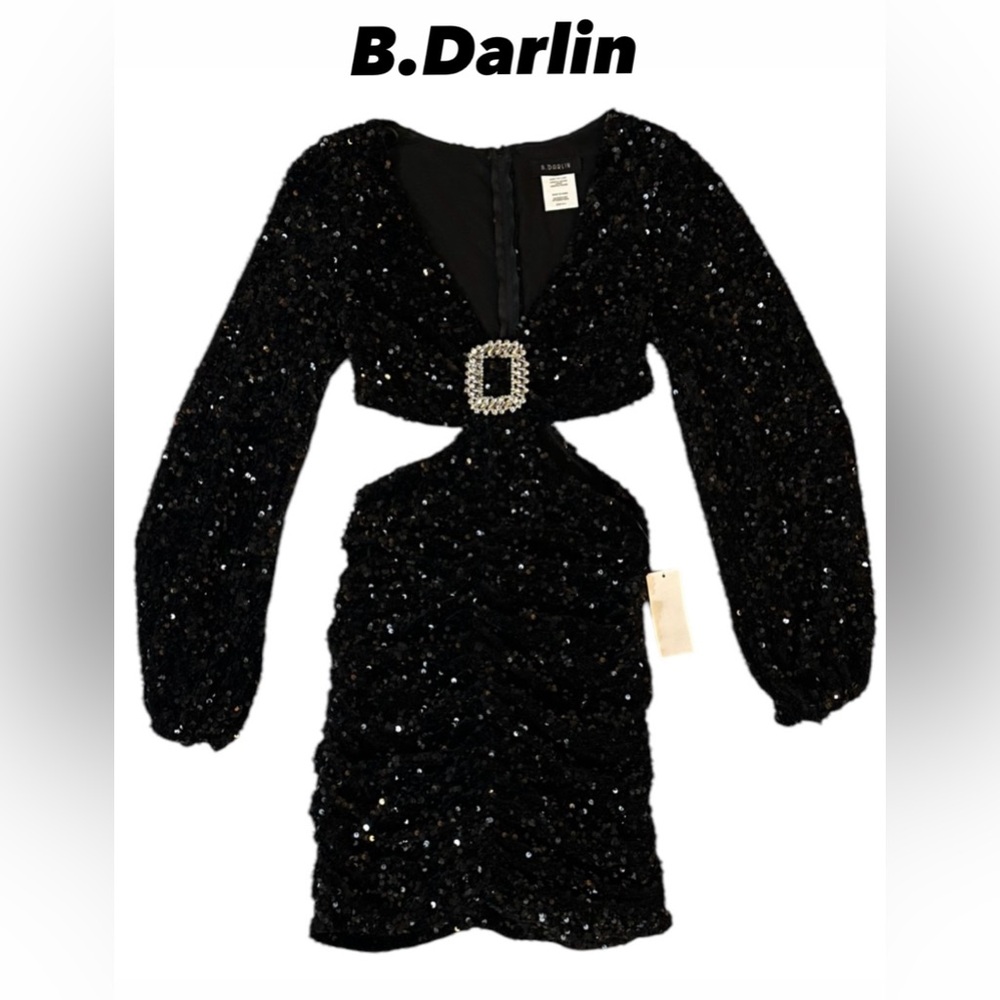 B. Darlin Black Sequin Mini Dress Size 9/10